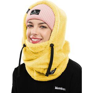 Women's Balaclava Wind-Resistant Winter Face Mask Fleece Ski Mask Hat Cap Yellow